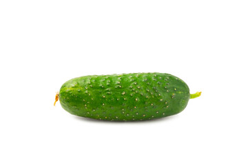 Cucumber isolated on white background. Slice of cucumber on white background. Fresh organic green cucumbers. Vegan. Ingredient for salad. Farm vegetables.