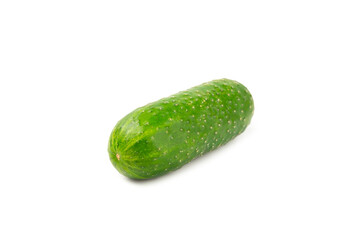 Cucumber isolated on white background. Slice of cucumber on white background. Fresh organic green cucumbers. Vegan. Ingredient for salad. Farm vegetables.