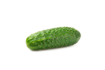 Cucumber isolated on white background. Slice of cucumber on white background. Fresh organic green cucumbers. Vegan. Ingredient for salad. Farm vegetables.