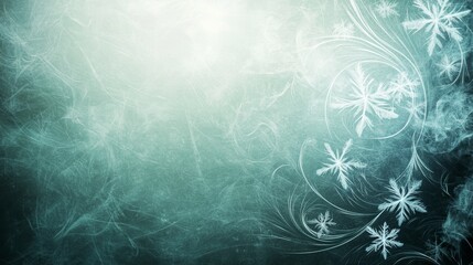 Enigmatic winter dreamscape with swirling snow and ethereal floral flourishes