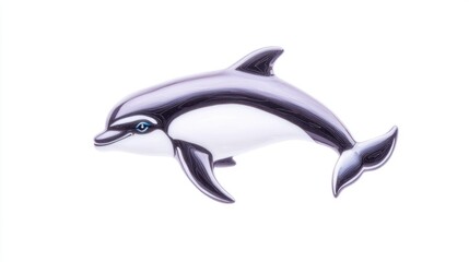 Fototapeta premium Illustration of a beautiful and adorable black and white Commerson's dolphin isolated on white background