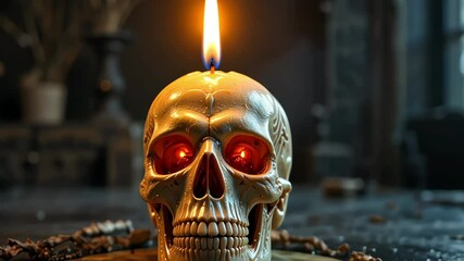 Human skull as a burning candle with dripping wax - Powered by Adobe