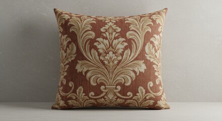 Elegant damask pattern decorative pillow adds a touch of sophistication