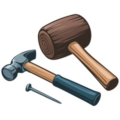 Cartoon hammer collection isolated vector illustration