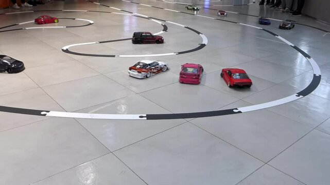 RC cars drifting on race