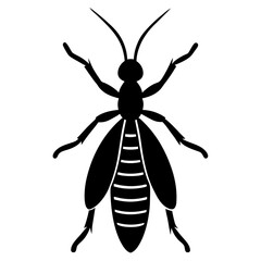 Black and White Silhouette of a Wasp Insect Icon