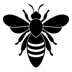 Simple Black Silhouette of a Honeybee Icon