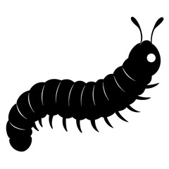 Black Silhouette of a Millipede Illustration