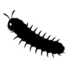 Black Silhouette of a Cute Cartoon Caterpillar