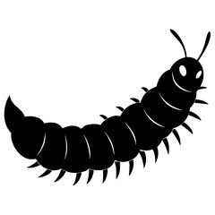 Black Silhouette of a Centipede Illustration