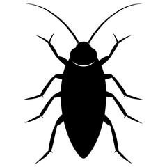 Black Silhouette of a Cockroach Insect Illustration