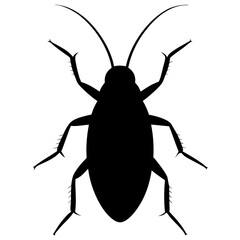Black Silhouette of a Cockroach Insect Illustration