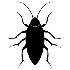 Black Silhouette of a Cockroach Insect Illustration