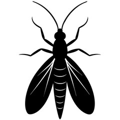 Black Silhouette of a Caddisfly Insect Illustration