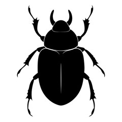 Black Silhouette of a Scarab Beetle Illustration