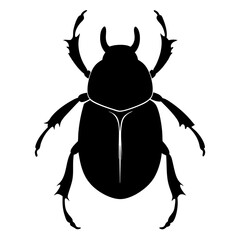 Black Silhouette of a Scarab Beetle Isolated on White