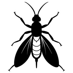 Black and White Silhouette of a Fly Insect Illustration
