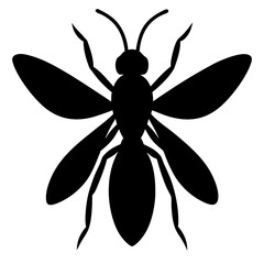Black Silhouette of a Wasp Insect Icon