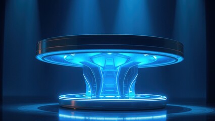Futuristic Blue Energy Pod: High-Tech Design and Illuminated Technology