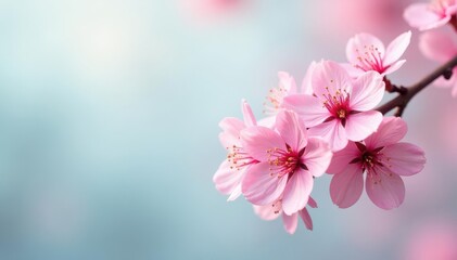 Fototapeta premium Delicate pink cherry blossoms, soft pastel background, flower, spring, tree