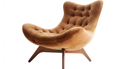 Contemporary comfortable lounge chair in warm tones.