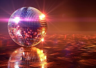 Obraz premium Disco ball on reflective surface