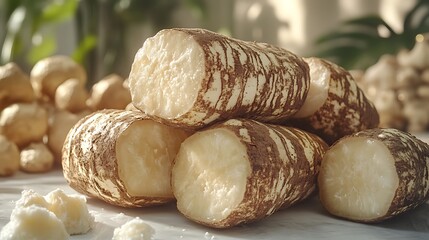 Rustic taro roots showcasing rich textures and stripes high resolution picture