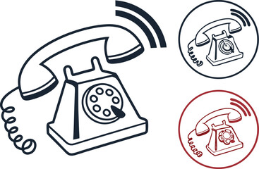 retro phone icon on white background