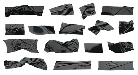 Adhesive tape pieces isolated on white, set