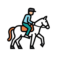 Horse Rider Icon – Equestrian Silhouette Vector for Saddle and Horse Themes

