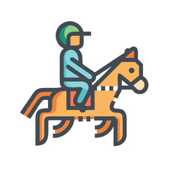 Horse Rider Icon – Equestrian Silhouette Vector for Saddle and Horse Themes

