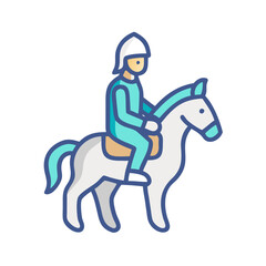 Horse Rider Icon, Simple Vector Illustration Equestrian Sports . Perfect  for Logos,  Cowboy, Jockey, Racing & Equine Sport Branding