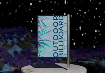 Outdoor Billboard Mockup - Surreal Night Scene
