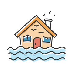 flooding home icon, flooding home vector illustration-simple illustration of flooding home, perfect for flooding home logos and icons