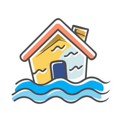 flooding house icon, flooding house vector illustration-simple illustration of flooding house, perfect for flooding house logos and icons