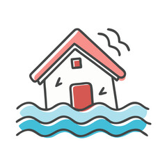 flooding house icon, flooding house vector illustration-simple illustration of flooding house, perfect for flooding house logos and icons