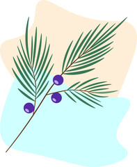 A branch with berries. Minimalistic background