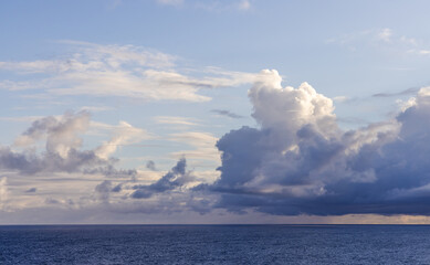 Serene Cloudscape Over the Pacific Ocean With Expansive Sky and Open Water