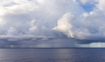 Scenic Cloudscape Over Calm Pacific Ocean Captured During A Stormy Day