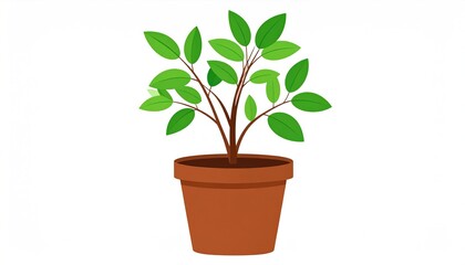 Houseplant in Pot Illustration.