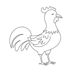 Outline rooster on white background