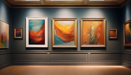 Fototapeta premium closeup of beautiful paintings in an art gallery premium photo