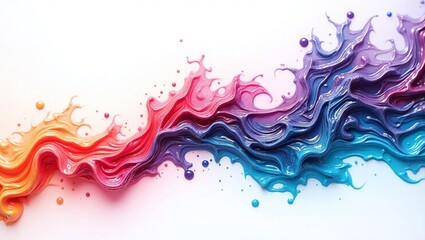 Colorful Flowing Wave of Glossy Liquid on White Background for Decorative Applications