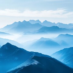 Mountains in the clouds. Landscape with mountains. Vector illustration.