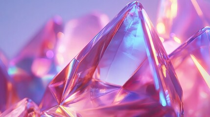 Iridescent pink and blue crystal cluster close-up.