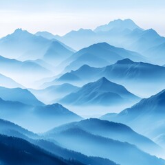 Mountains in the mist. Landscape with mountains. Vector illustration.