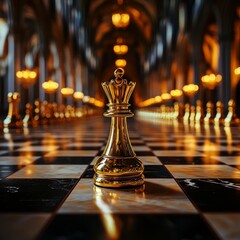 Chess king on the chessboard. Conceptual image of business success.