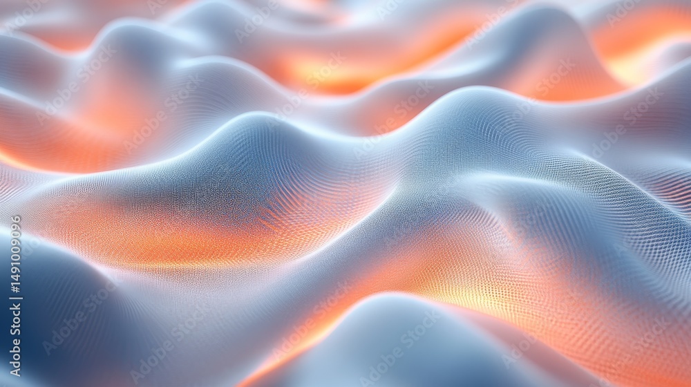 Poster abstract design with textured waves and glowing lights.