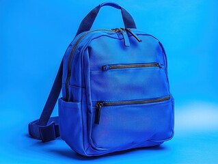Blue backpack studio shot