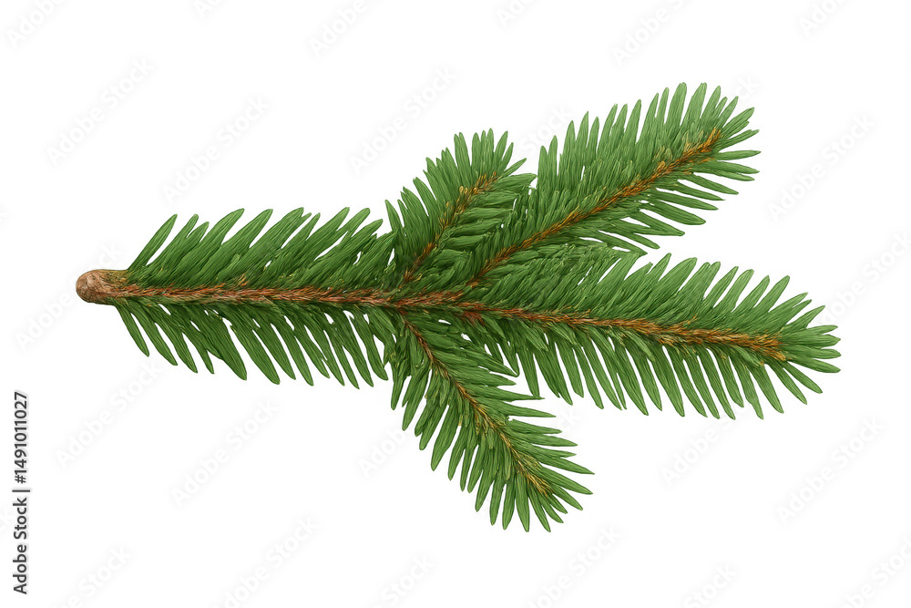 Aufkleber realistic 3d rendering of a fir branch with short needles, isolated on transparent background, ideal